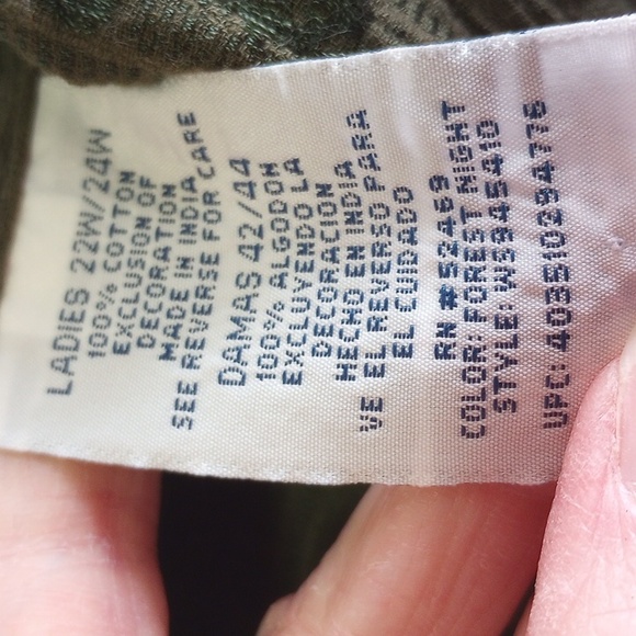 White Stag Olive Green Textured Cotton Shorts Set. Size 22W/24W. Collar - Picture 7 of 9